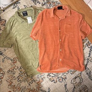 Green and Orange Casual Men’s Large Shirts